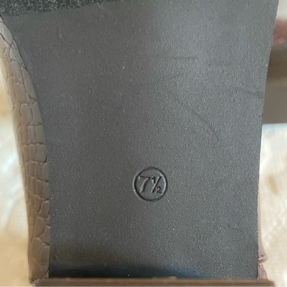 Dark Chocolate Brown Crocodile-Embossed Ankle Booties - Picture 9 of 10